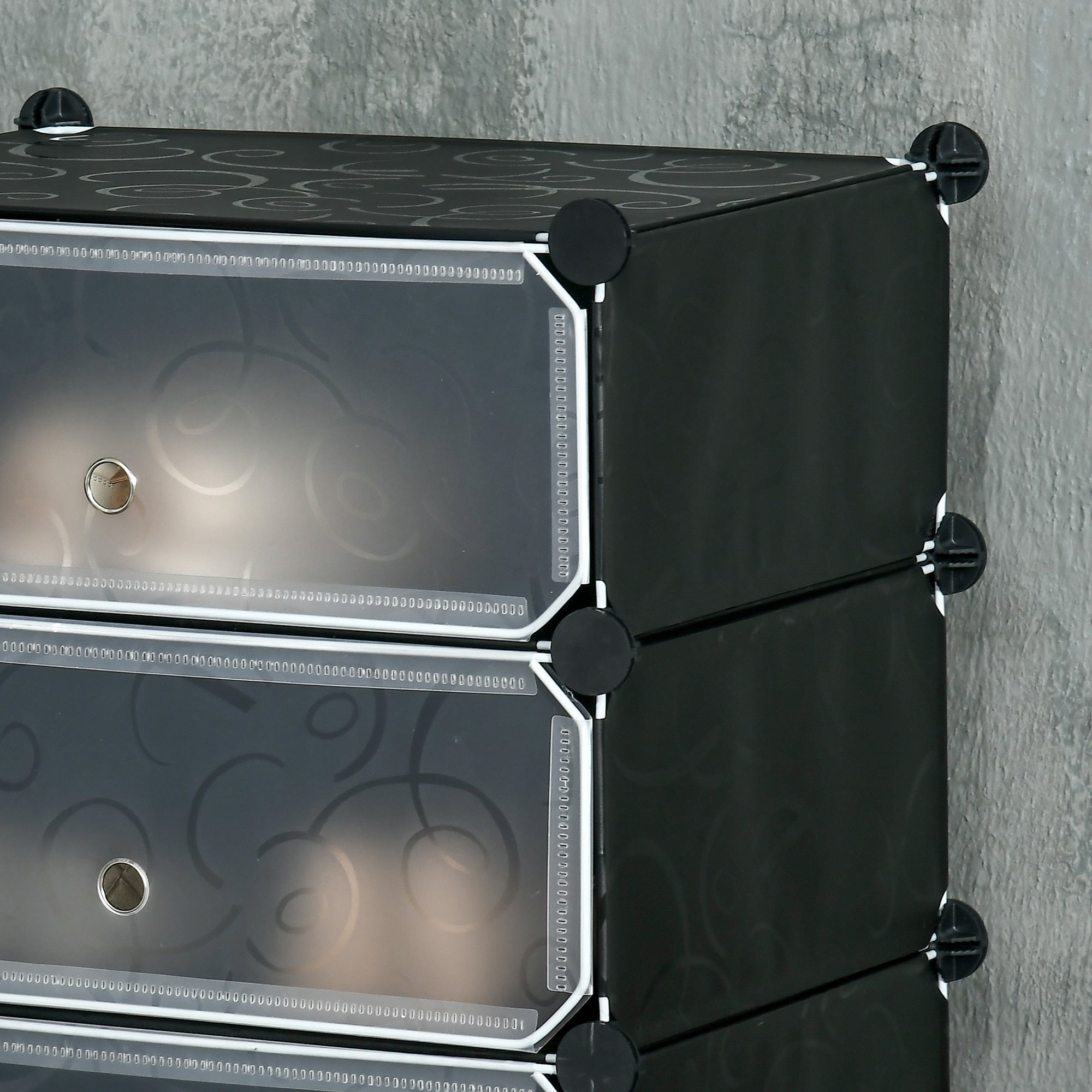 HOMCOM Cube Storage Organizer, DIY 6-Cube Modular Cabinet, Shoe Rack with Doors for Living Room, Black