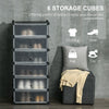 HOMCOM Cube Storage Organizer, DIY 6-Cube Modular Cabinet, Shoe Rack with Doors for Living Room, Black