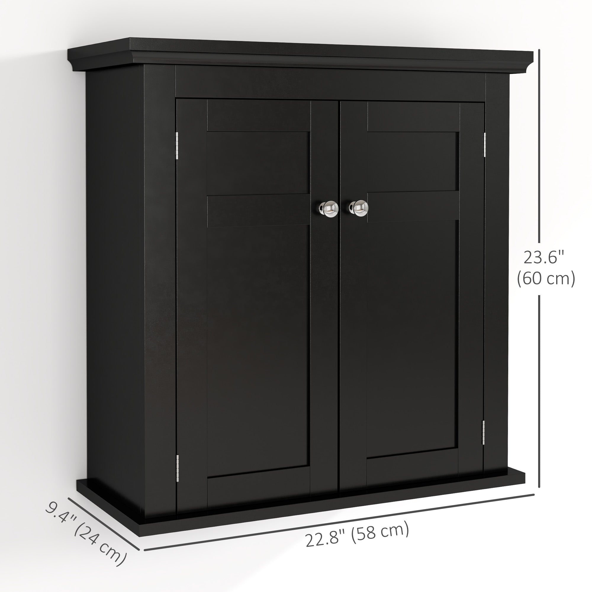 kleankin Bathroom Wall Cabinet, Medicine Cabinet, Over Toilet Storage Cabinet with Adjustable Shelves for Kitchen, Entryway, Black