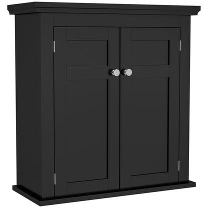 kleankin Bathroom Wall Cabinet, Medicine Cabinet, Over Toilet Storage Cabinet with Adjustable Shelves for Kitchen, Entryway, Black