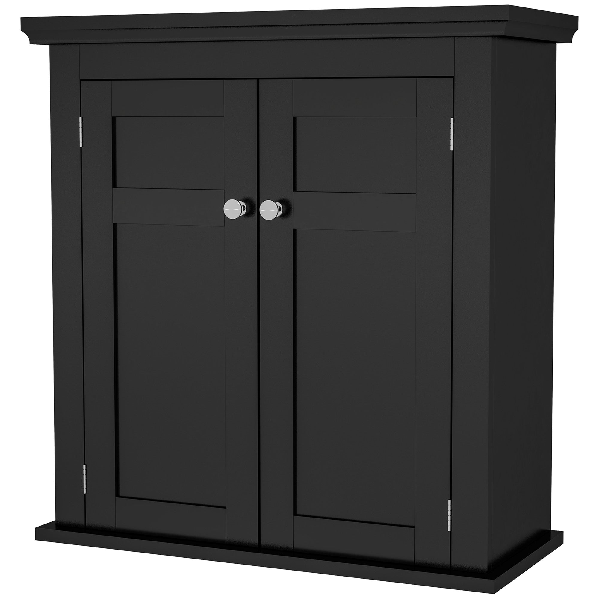 kleankin Bathroom Wall Cabinet, Medicine Cabinet, Over Toilet Storage Cabinet with Adjustable Shelves for Kitchen, Entryway, Black