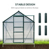 Outsunny 6' x 8' x 6.6' Polycarbonate Greenhouse, Walk-In Green House Kit Garden, Plants Grow, Galvanized Sheet Aluminum Frame with Rain Gutter, Vent and Sliding Door, Green