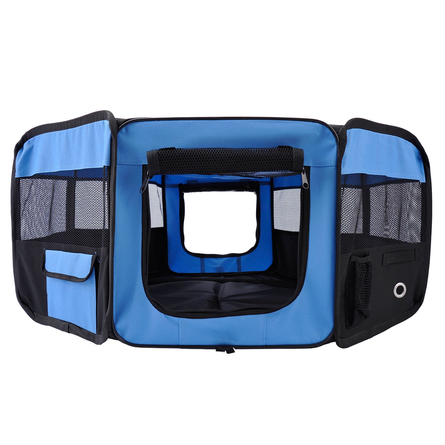 PawHut Portable Cat Dog Playpen Pet Puppy Rabbit Guinea Pig Pen Run Dia 90 x 41H cm Indoor & Outdoor Blue