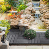 Outsunny WPC Interlocking Deck Tiles, 11 Pack 12" x 12" Outdoor Tiles, Tools Free Assembly, Waterproof and Non-slip Patio Flooring, Black
