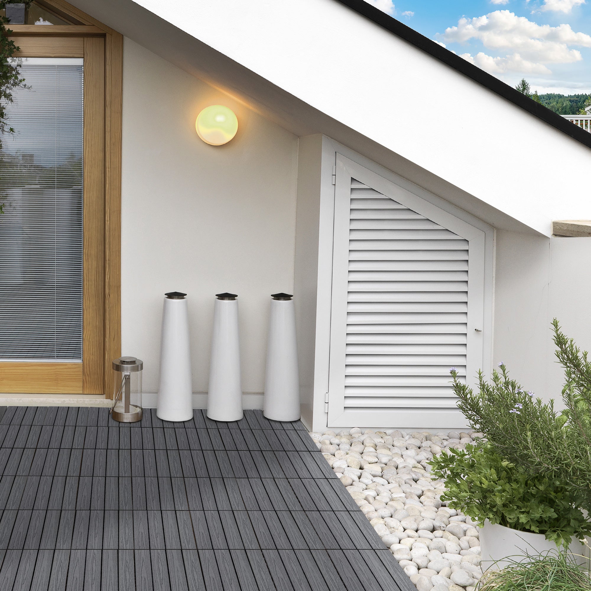 Outsunny WPC Interlocking Deck Tiles, 11 Pack 12