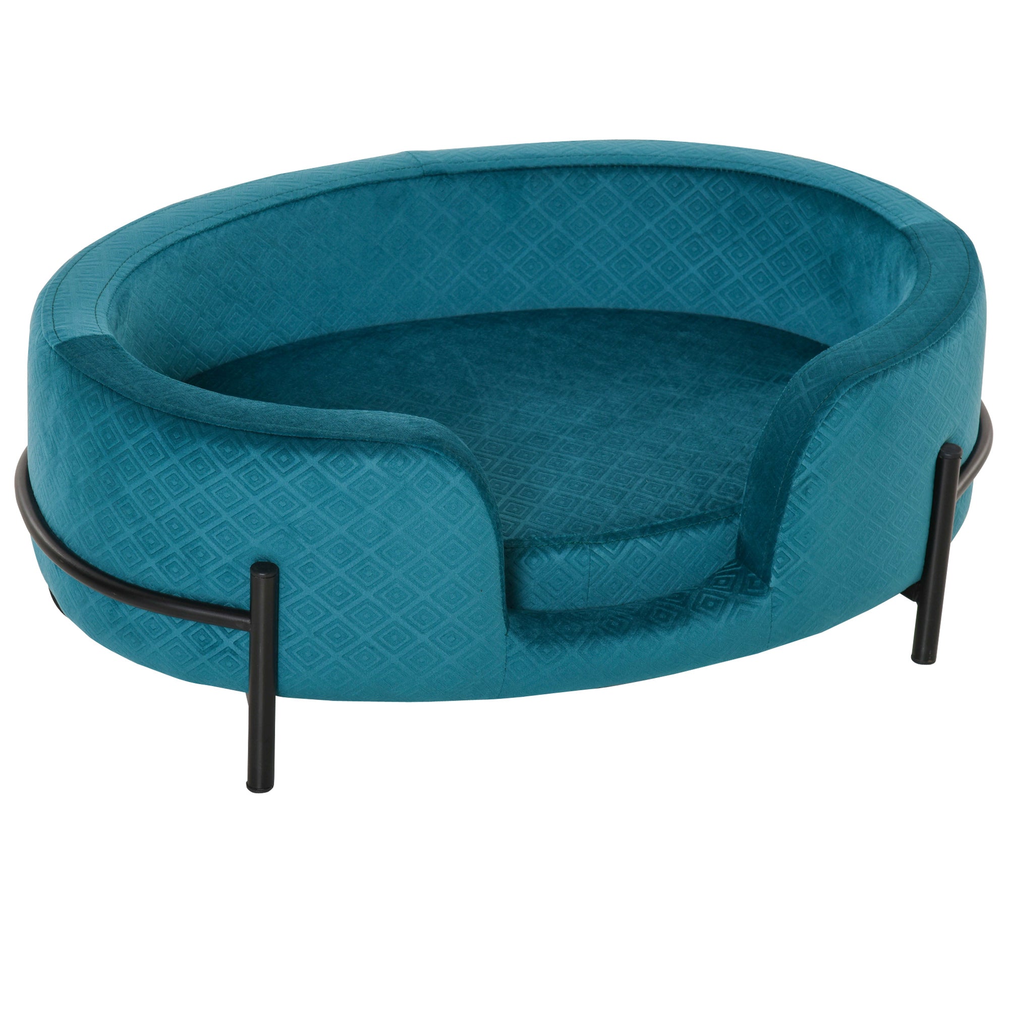 PawHut Pet Sofa Dog Cat Bed Couch Metal Stand Removable Seat Cushion 64 x 40 x 24 cm