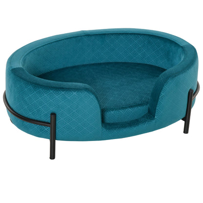 PawHut Pet Sofa Dog Cat Bed Couch Metal Stand Removable Seat Cushion 64 x 40 x 24 cm