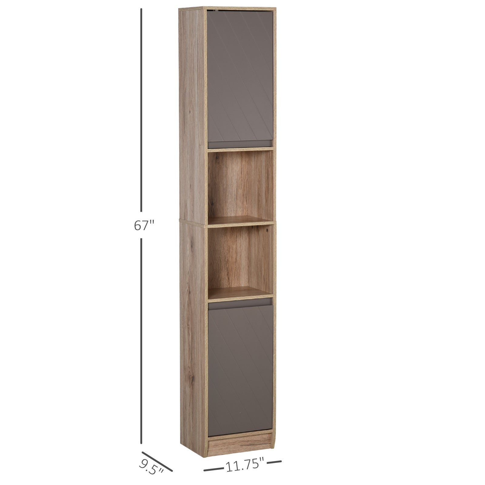 HOMCOM 67" Narrow Bathroom Storage Cabinet, Tall Freestanding Floor Cabinet, Bathroom Linen Cabinet with Doors and Adjustable Shelves