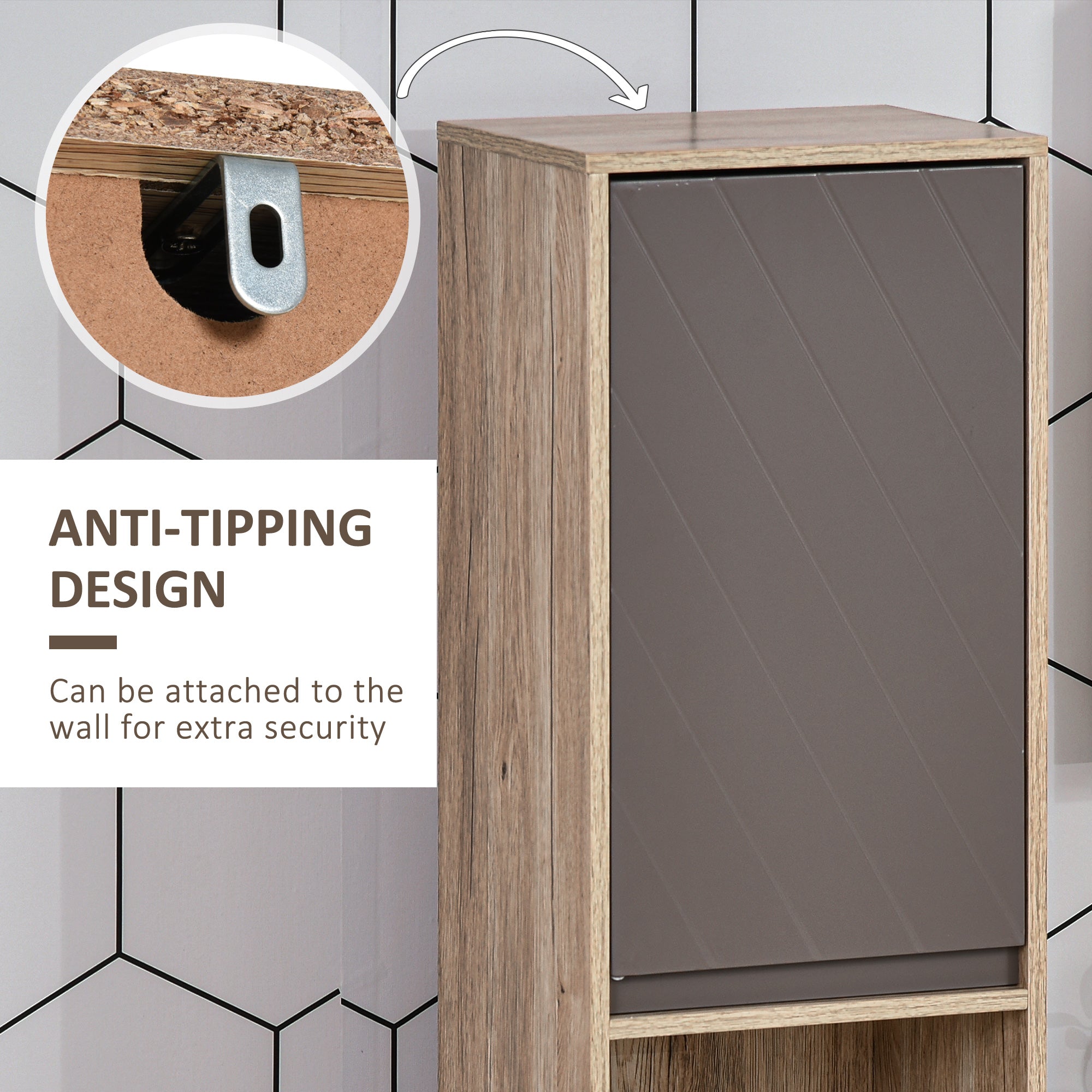 HOMCOM 67" Narrow Bathroom Storage Cabinet, Tall Freestanding Floor Cabinet, Bathroom Linen Cabinet with Doors and Adjustable Shelves