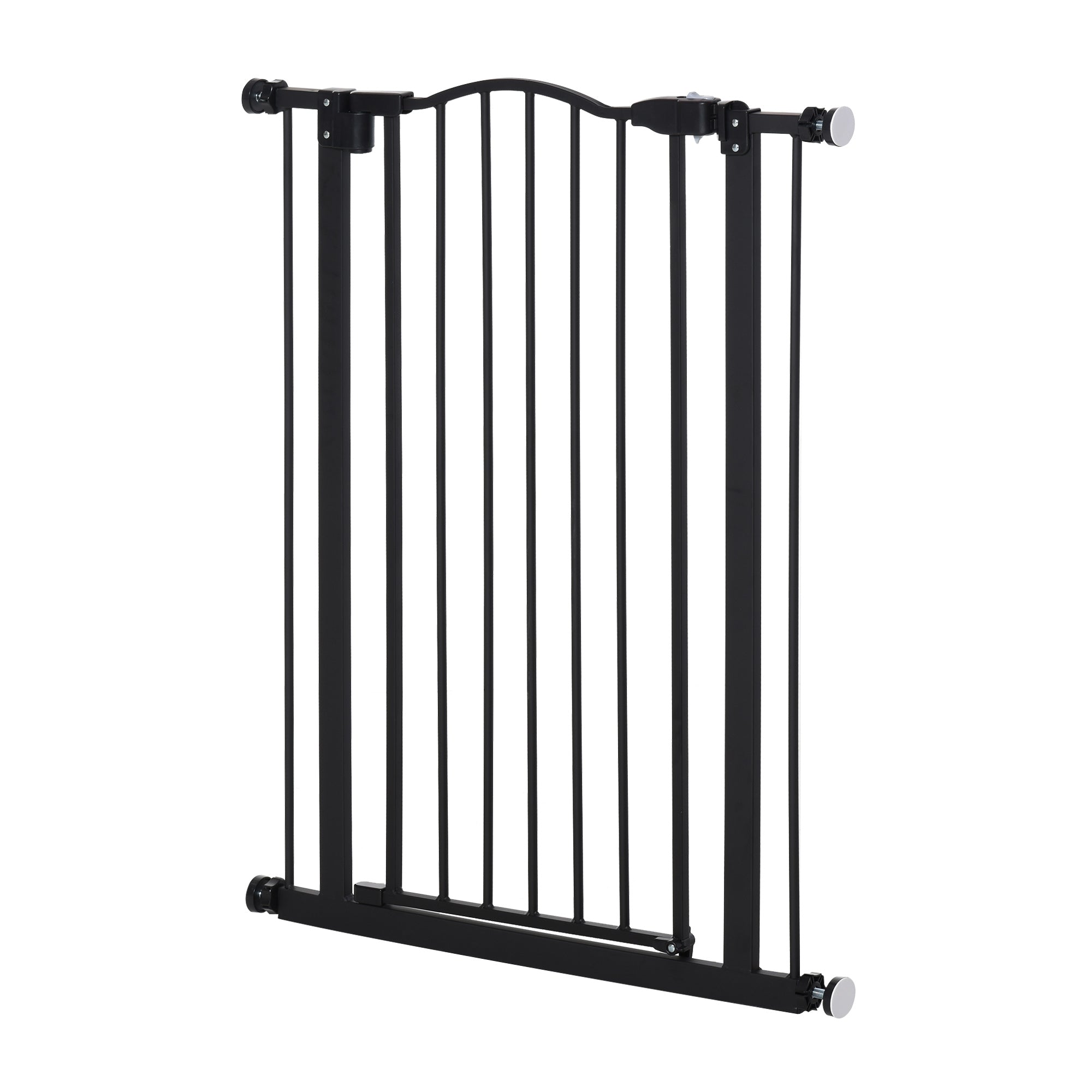 PawHut Extra Tall Dog Gate with Door, Pressure Fit, Auto Close, Double Locking for Doorways Hallways Stairs, Black