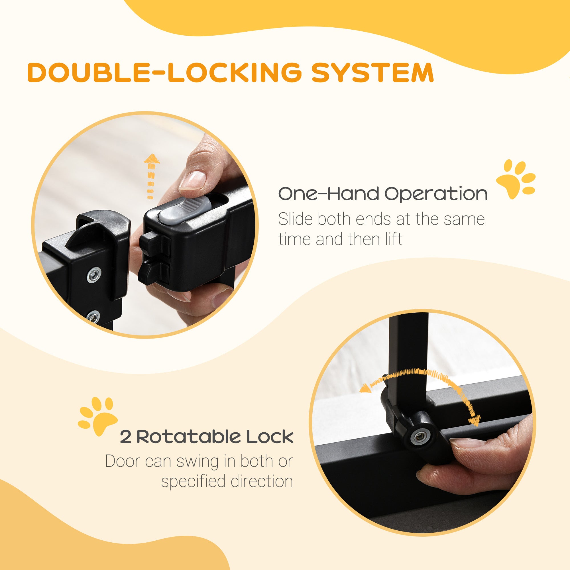 PawHut Extra Tall Dog Gate with Door, Pressure Fit, Auto Close, Double Locking for Doorways Hallways Stairs, Black