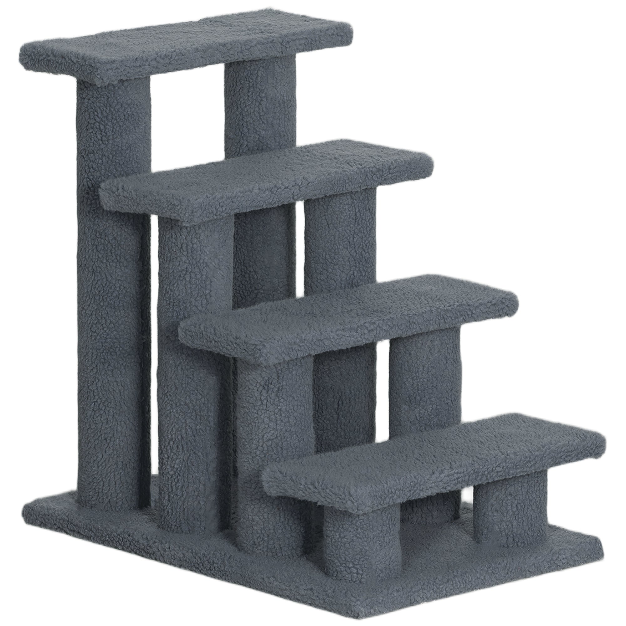 PawHut 4-Step Multi-Level Carpeted Cat Scratching Post Pet Stairs, Grey