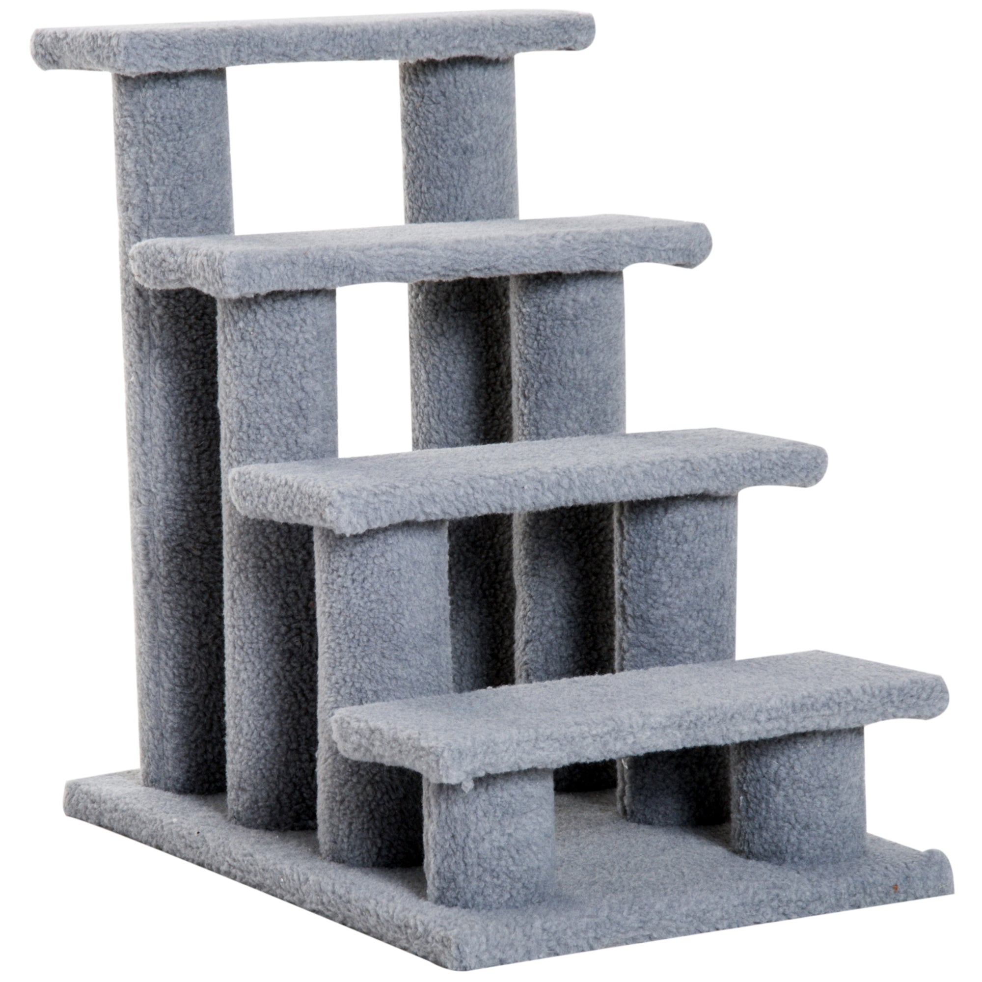 PawHut Dog Steps for Bed 4 Step Pet Stairs for Sofa Dog Cat Climb Ladder 63x43x60 cm Grey
