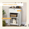 HOMCOM Storage Cabinet, Farmhouse Kitchen Cabinet with Drawer, Barn Doors and Adjustable Shelf, White