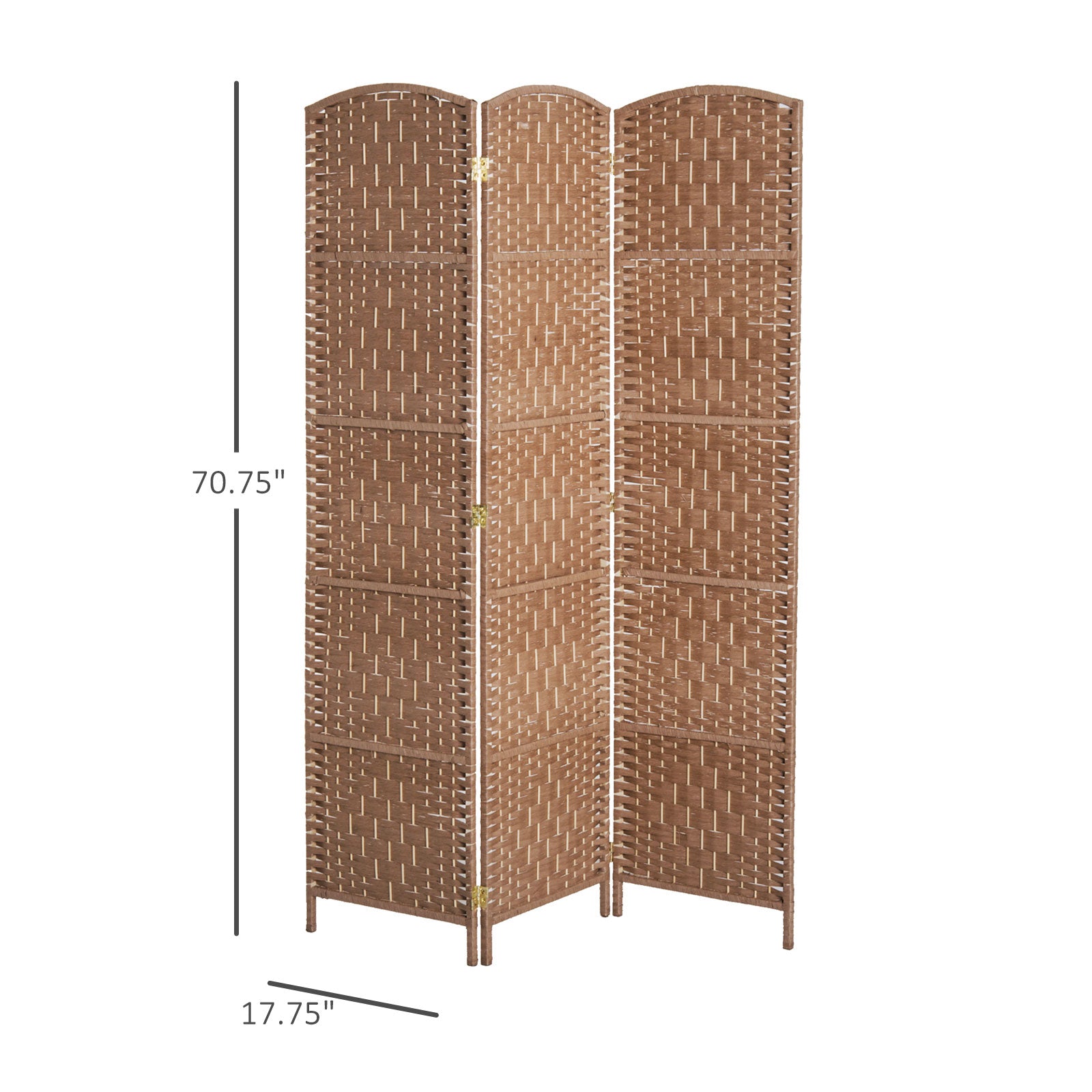 HOMCOM 3 Panels Room Divider, 6 Ft Tall Indoor Portable Folding Privacy Screens, Hand-Woven Double Hinged Freestanding Partition Wall Divider for Home Office, Natural