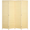 HOMCOM 4 Panel Room Divider, 6 Ft Tall Indoor Portable Folding Privacy Screens, Bamboo Hand-Woven Freestanding Partition Wall Divider for Home Office, Natural