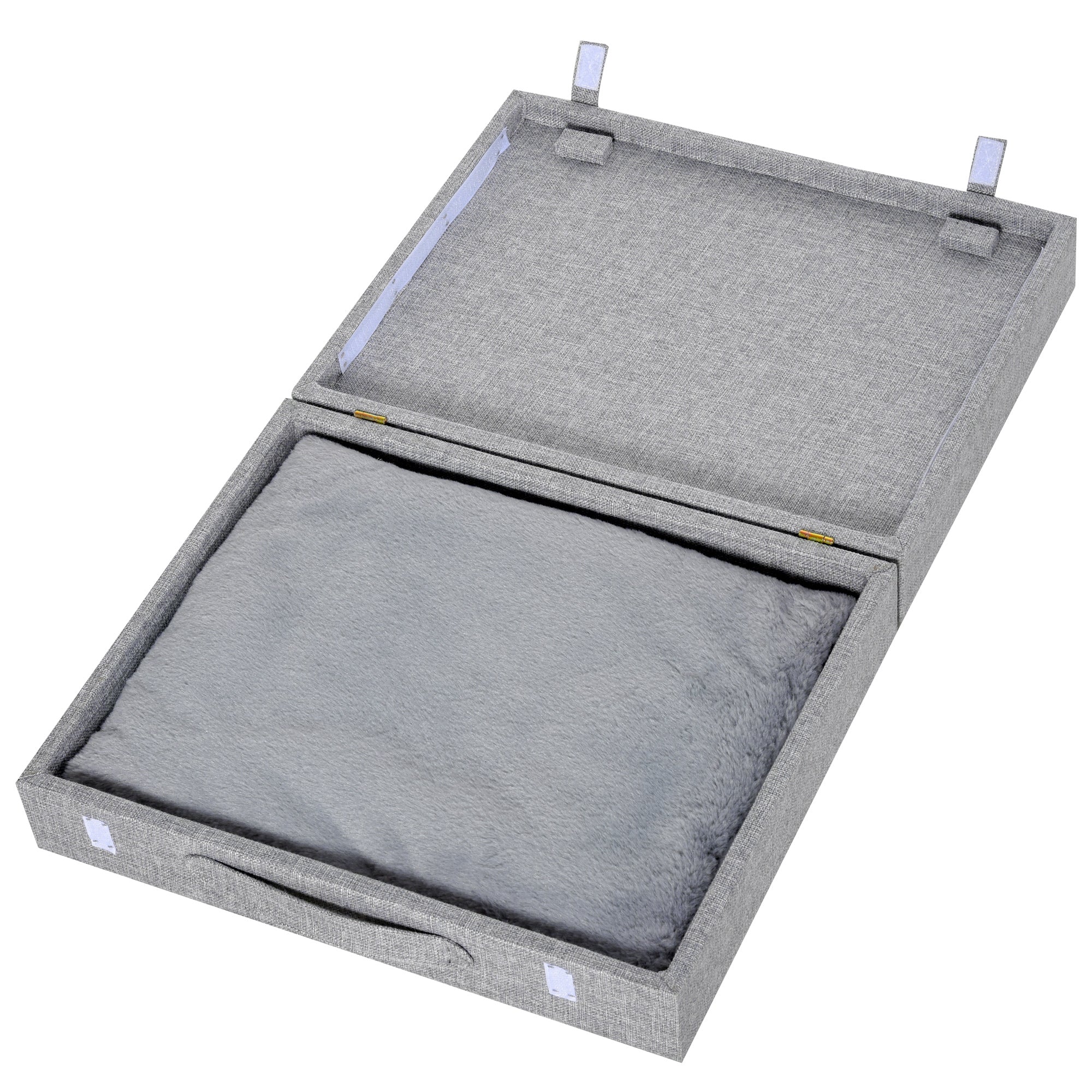 PawHut Cat House Foldable 2 In 1 Design Condo Pet Bed with Removable Washable Cushions Scratching Pad, Grey
