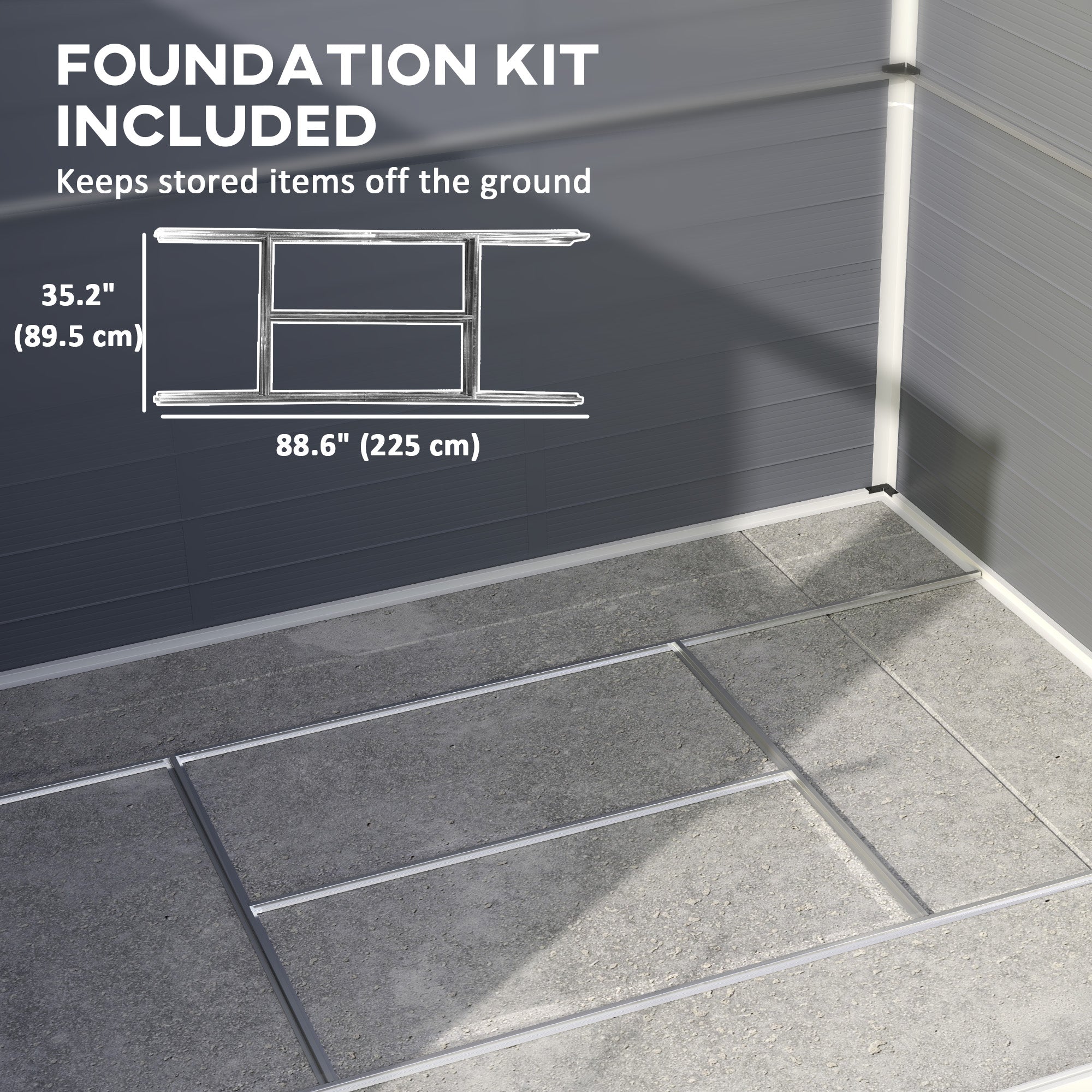 Outsunny 8' x 6' Garden Storage Shed, Outdoor Storage Patio Shed with Aluminum Frame, Galvanized Foundation Kit, Latched Door, Air Vents, Window for Backyard, Lawn, Dark Grey