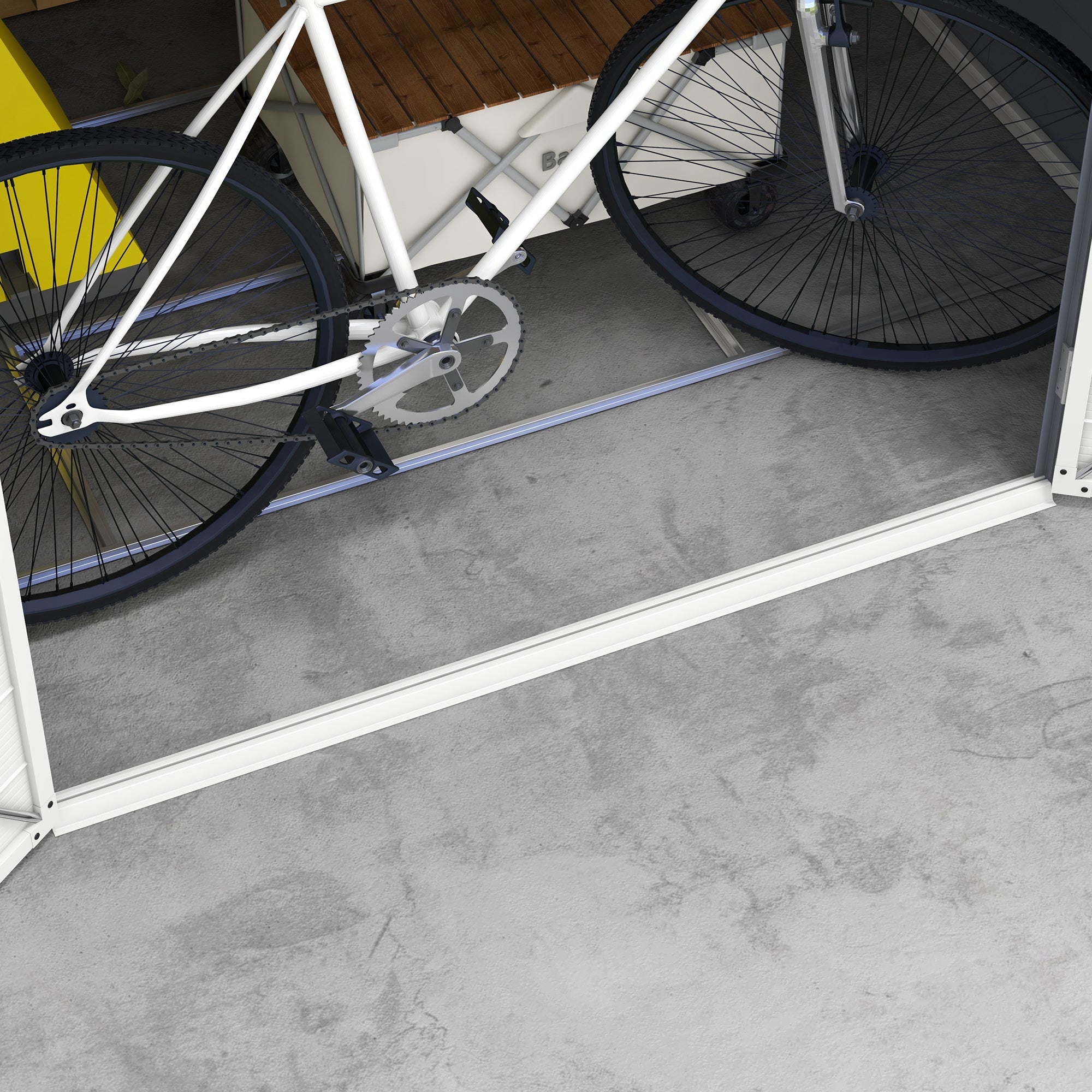 Outsunny 8' x 6' Garden Storage Shed, Outdoor Storage Patio Shed with Aluminum Frame, Galvanized Foundation Kit, Latched Door, Air Vents, Window for Backyard, Lawn, Dark Grey