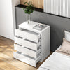HOMCOM 4 Drawer Dresser for Bedroom, High Gloss Chest of Drawers with Metal Runners and Groove Handles, White