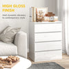 HOMCOM 4 Drawer Dresser for Bedroom, High Gloss Chest of Drawers with Metal Runners and Groove Handles, White