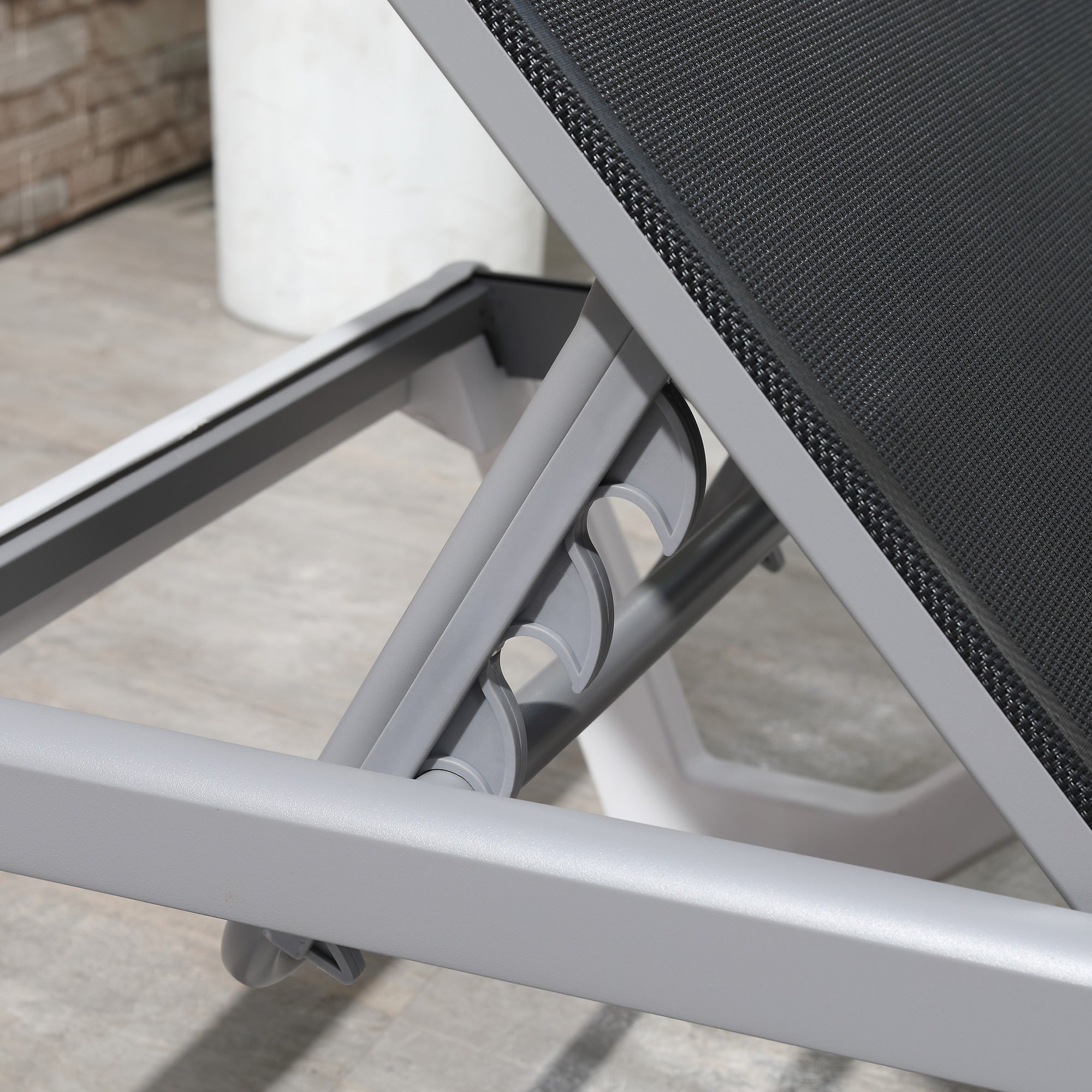 Outsunny Outdoor Chaise Lounge Chair, Patio Aluminum Tanning Chair with 5-Level Adjustable Back, Portable Wheels, Breathable Mesh Fabric, for Pool, Deck,  Garden, Blue