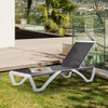 Outsunny Outdoor Chaise Lounge Chair, Patio Aluminum Tanning Chair with 5-Level Adjustable Back, Portable Wheels, Breathable Mesh Fabric, for Pool, Deck,  Garden, Blue