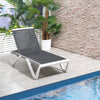 Outsunny Outdoor Chaise Lounge Chair, Patio Aluminum Tanning Chair with 5-Level Adjustable Back, Portable Wheels, Breathable Mesh Fabric, for Pool, Deck,  Garden, Blue