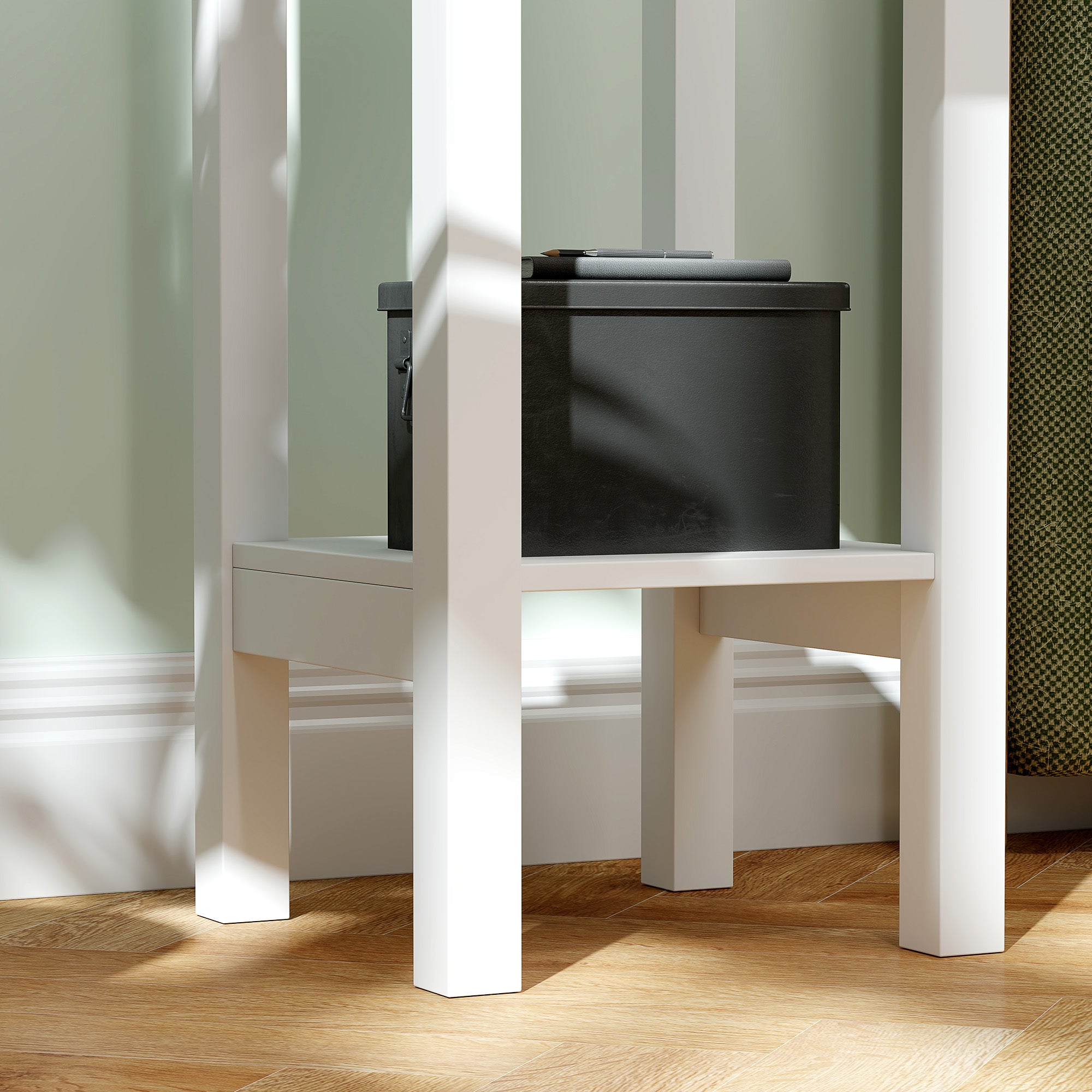 HOMCOM Nightstand Set of 2, Bedside Table Set with Drawer and Open Storage Shelf, End Table Set with Flower-Shaped Design, White