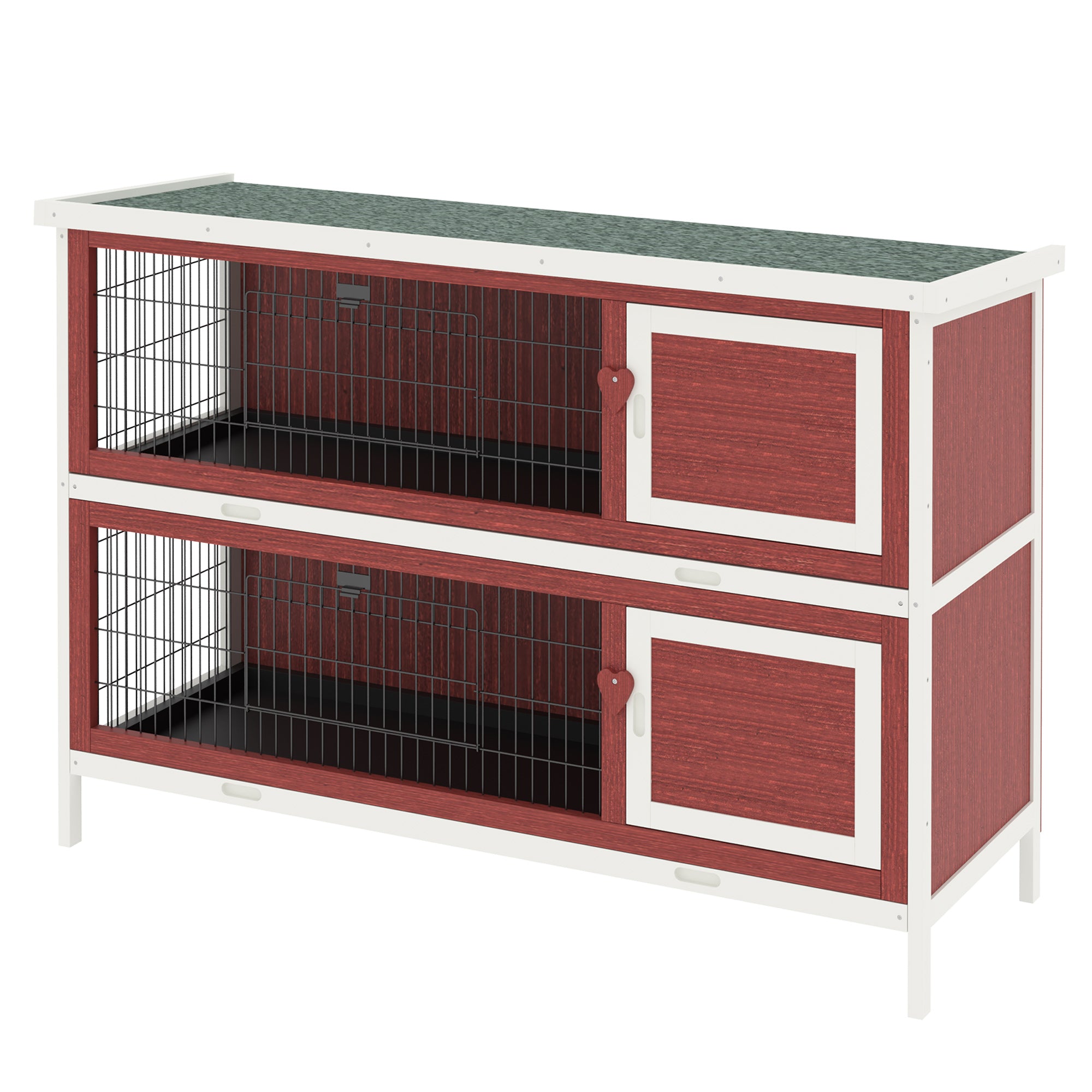 PawHut Rabbit Hutch Outdoor 2-Tier Guinea Pig Cage Bunny House Cage with No-Leak Trays for Indoor and Outdoor 136 x 50 x 93cm