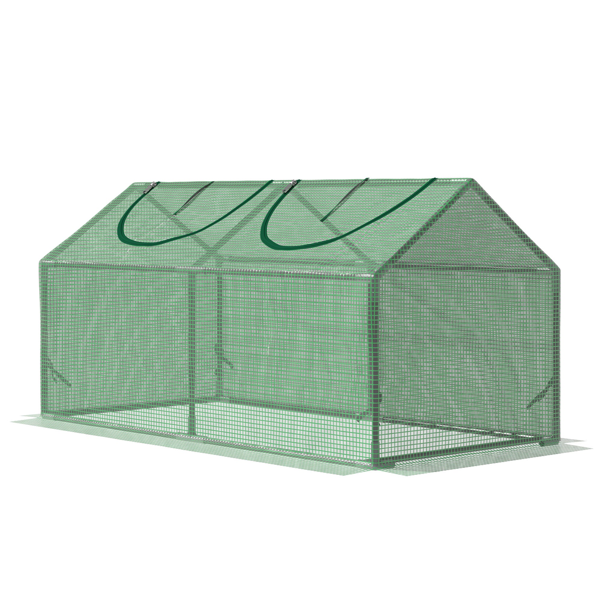 Outsunny 47" x 24" x 24" Portable Mini Tunnel Greenhouse Garden Planting Outdoor Flower Warm House Box with 2 Windows Steel Frame PE Cover, Green