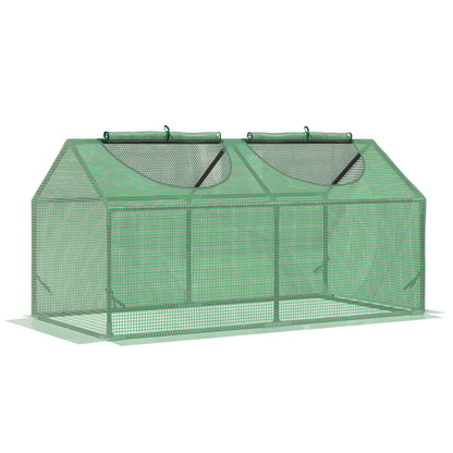 Outsunny 47" x 24" x 24" Portable Mini Tunnel Greenhouse Garden Planting Outdoor Flower Warm House Box with 2 Windows Steel Frame PE Cover, Green
