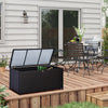 Outsunny 44.5x17x22inch Outdoor Deck Rattan Storage Box Wicker Home Furniture Indoor Storing Unit with Lid Coffee