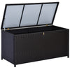 Outsunny 44.5x17x22inch Outdoor Deck Rattan Storage Box Wicker Home Furniture Indoor Storing Unit with Lid Coffee