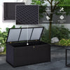 Outsunny 44.5x17x22inch Outdoor Deck Rattan Storage Box Wicker Home Furniture Indoor Storing Unit with Lid Coffee