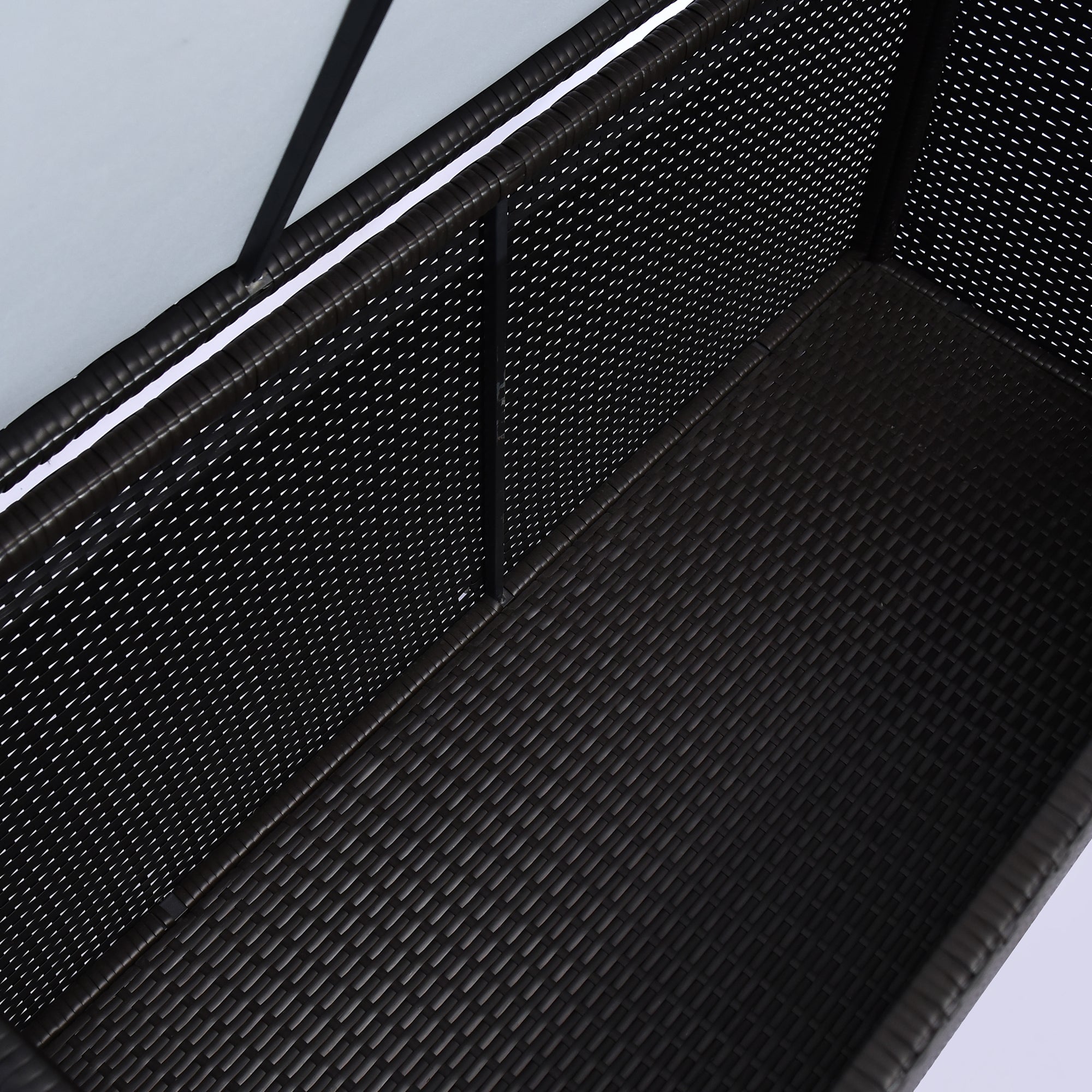 Outsunny 44.5x17x22inch Outdoor Deck Rattan Storage Box Wicker Home Furniture Indoor Storing Unit with Lid Coffee