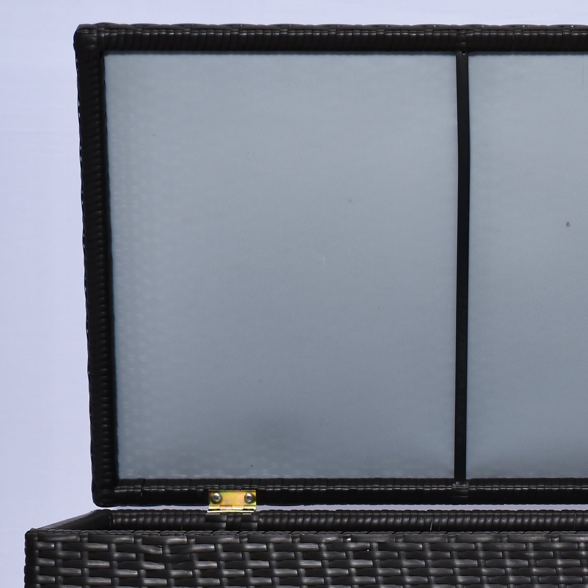 Outsunny 44.5x17x22inch Outdoor Deck Rattan Storage Box Wicker Home Furniture Indoor Storing Unit with Lid Coffee