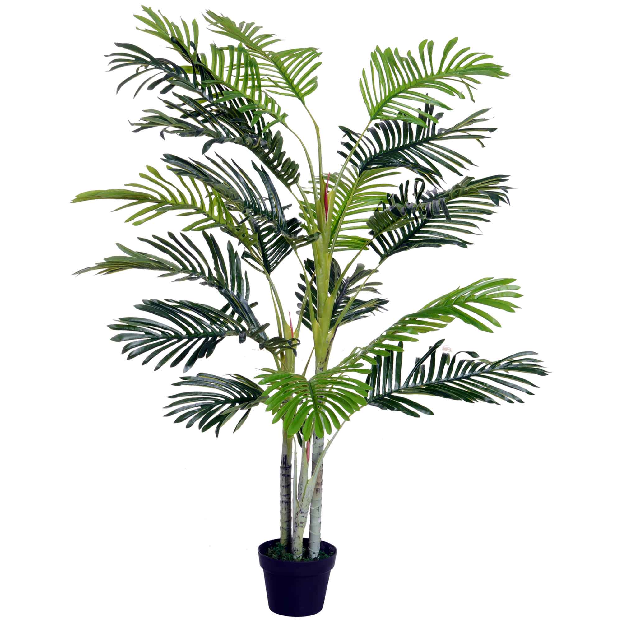 Outsunny 5FT Artificial Palm Tree, Fake Tropical Tree with Lifelike Leaves, Faux Plant in Pot for Indoor and Outdoor Decoration, Green