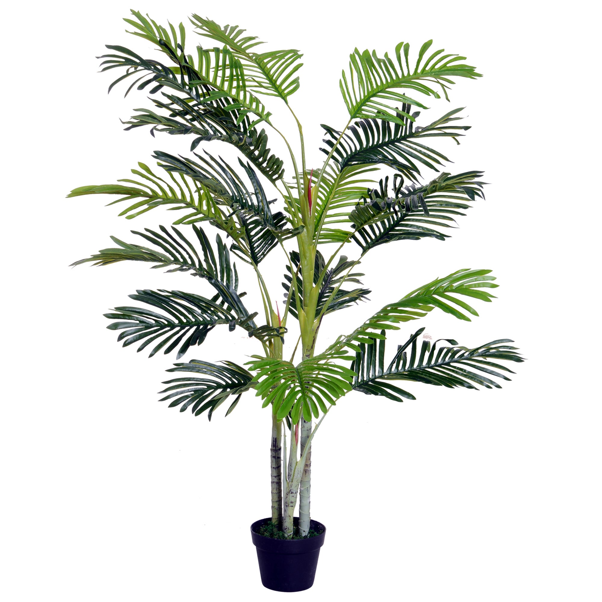 Outsunny 5FT Artificial Palm Tree, Fake Tropical Tree with Lifelike Leaves, Faux Plant in Pot for Indoor and Outdoor Decoration, Green