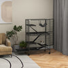 PawHut 5-Tier Rolling Small Animal Cage, Deluxe Guinea Pig Cage, Ferret Cage for Mink Chinchilla Kitten Rabbit, Small Pet Play House with Hammock Platform, Ramp, Tray, Grey