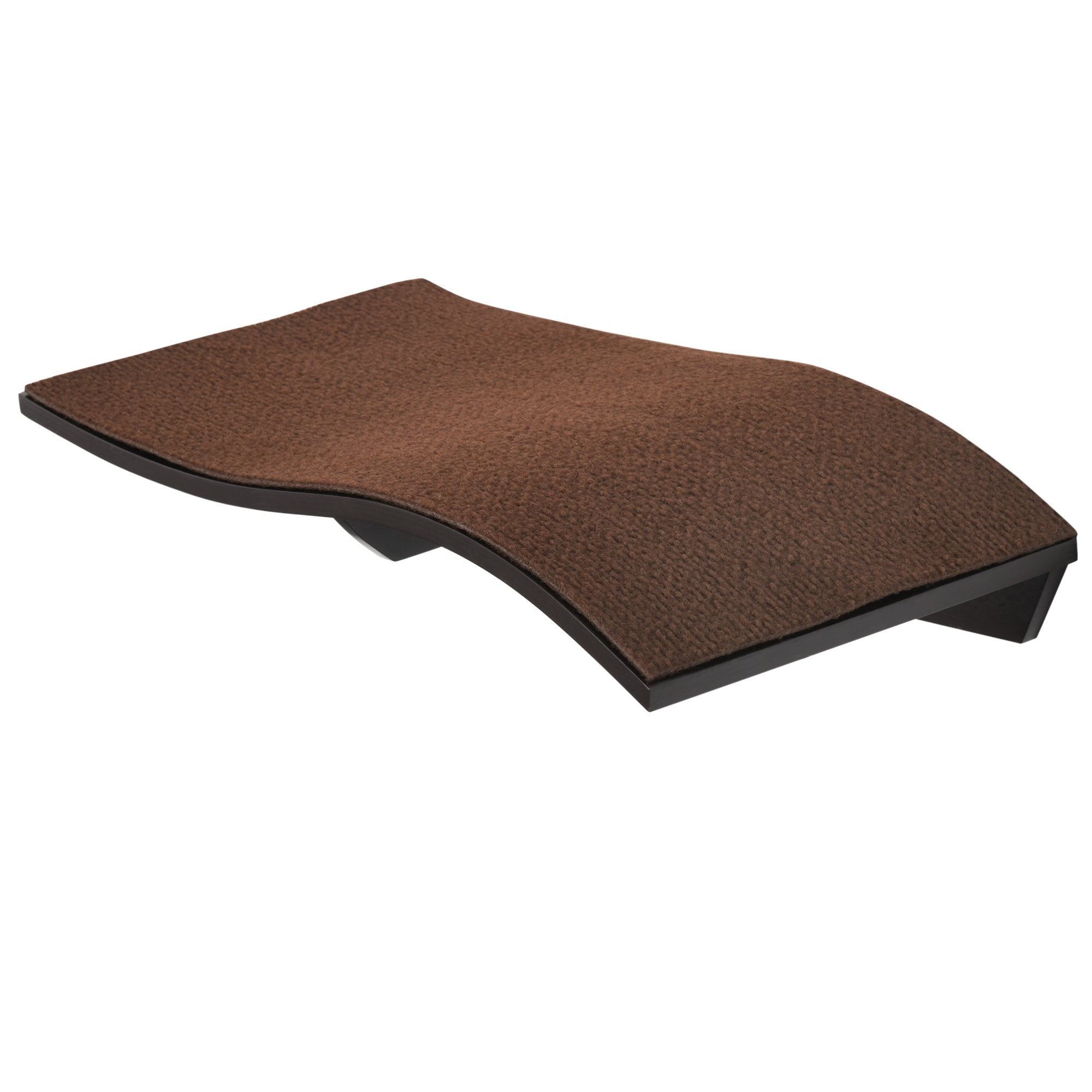 PawHut Wall Mounted Cat Shelf Curved Perch Kitten Bed with Comfortable Removable Carpet Pad Accessories for Playing Lounging Climbing Jumping Brown