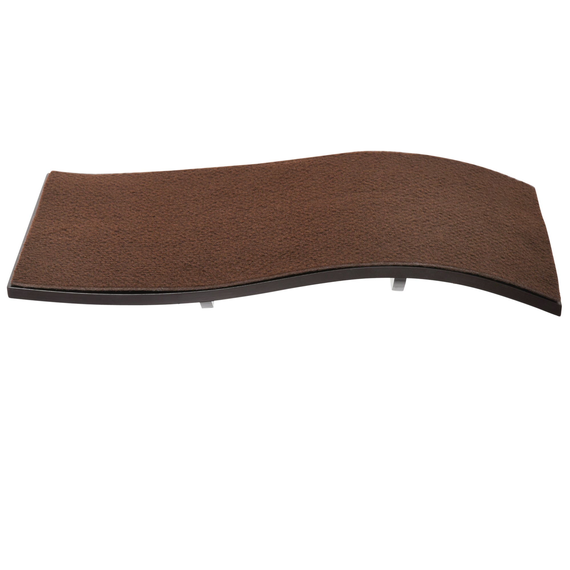PawHut Wall Mounted Cat Shelf Curved Perch Kitten Bed with Comfortable Removable Carpet Pad Accessories for Playing Lounging Climbing Jumping Brown
