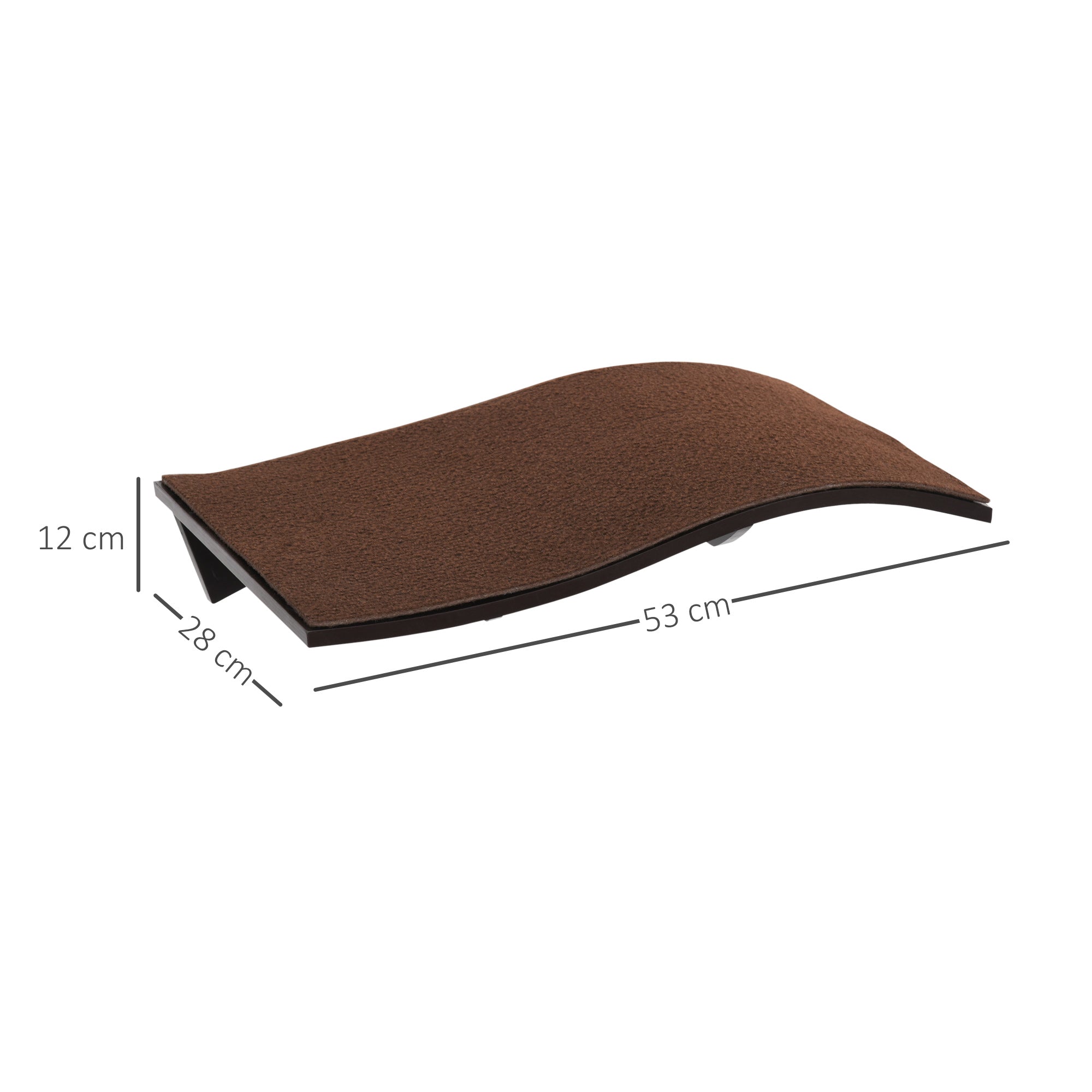 PawHut Wall Mounted Cat Shelf Curved Perch Kitten Bed with Comfortable Removable Carpet Pad Accessories for Playing Lounging Climbing Jumping Brown