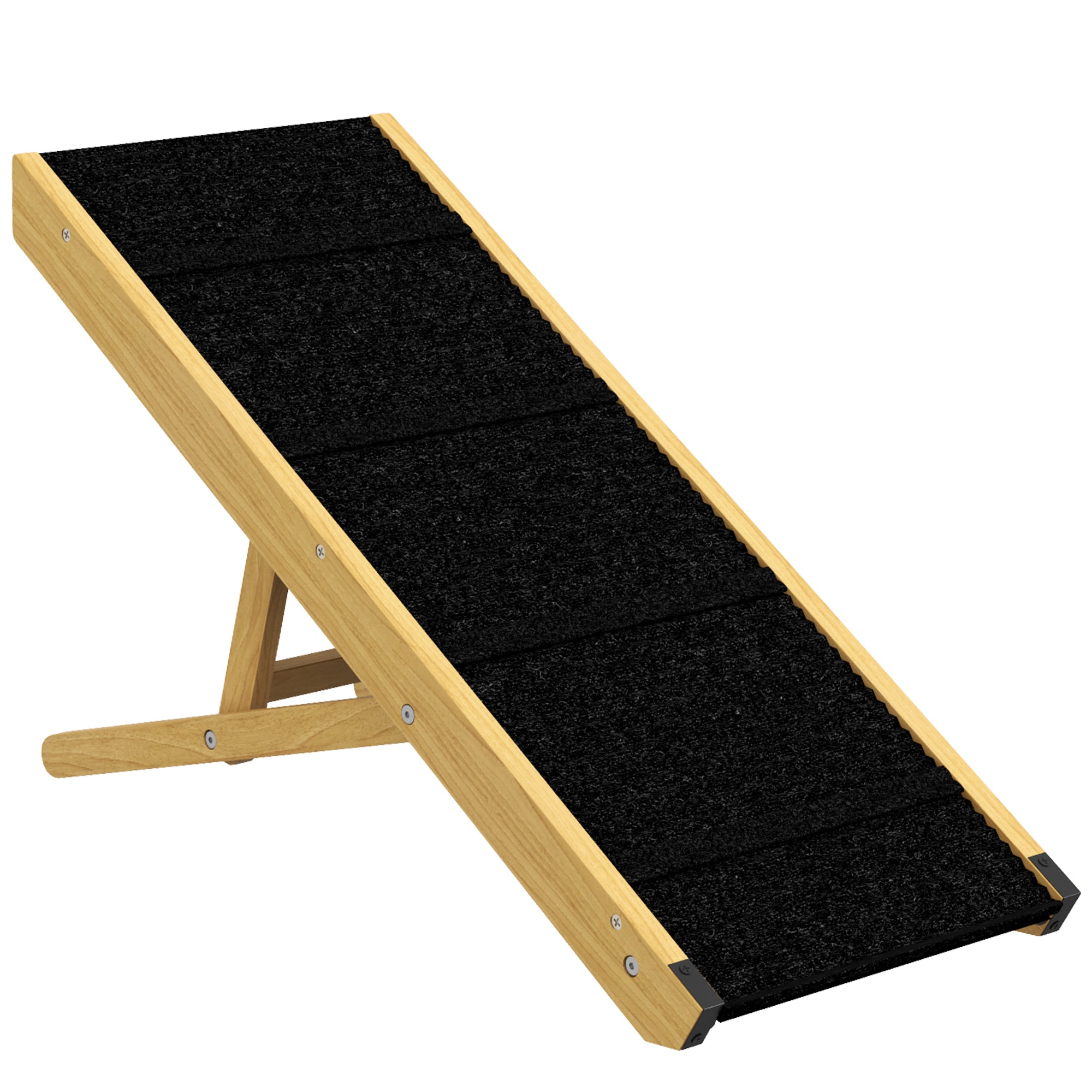 PawHut Dog Ramp, 33" Wooden Pet Ramp for Bed and Couch, Foldable Dog Ramp with 4-Level Adjustable Height for Small and Medium Dogs, Natural Wood