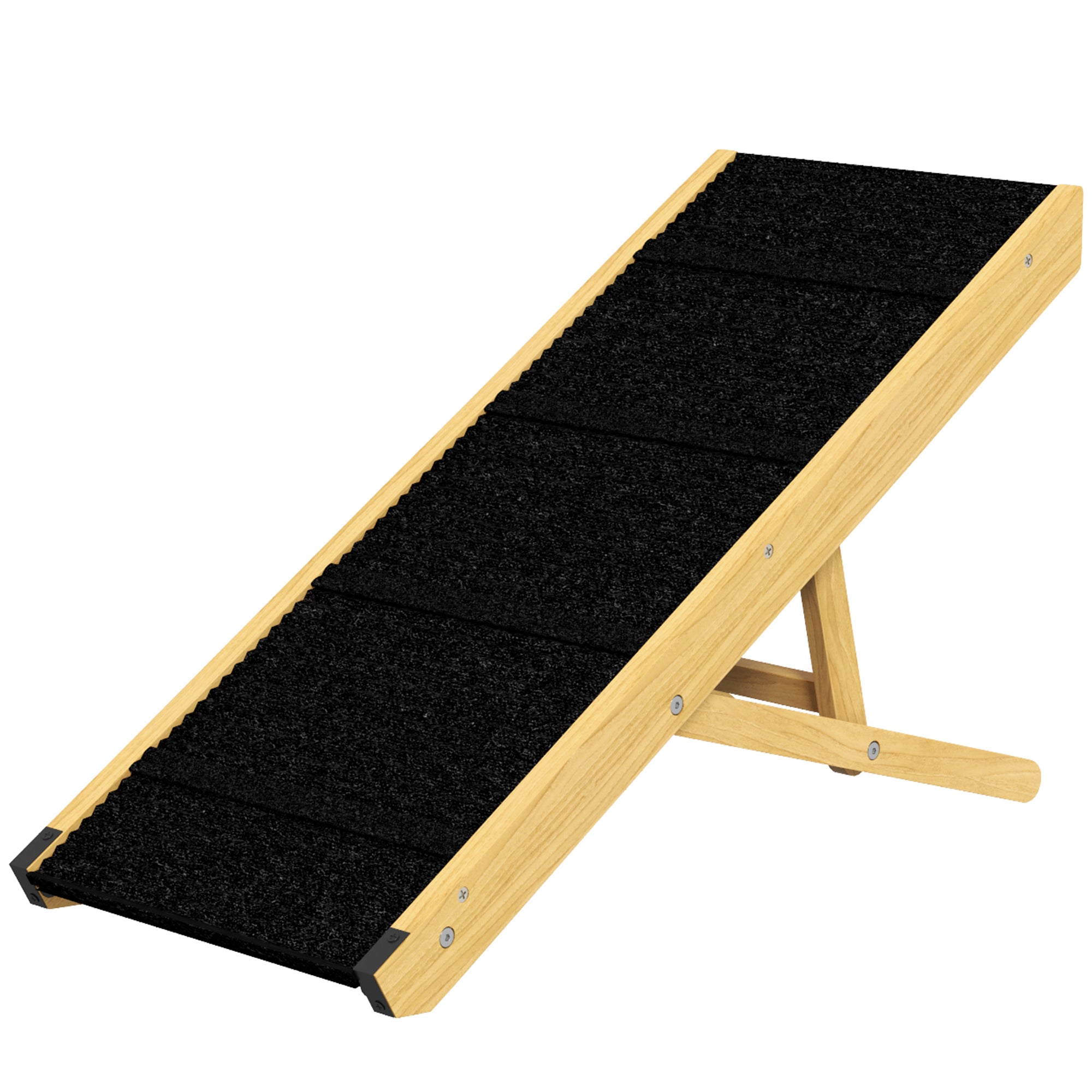 PawHut Dog Ramp, 33" Wooden Pet Ramp for Bed and Couch, Foldable Dog Ramp with 4-Level Adjustable Height for Small and Medium Dogs, Natural Wood