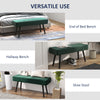 HOMCOM 39" End of Bed Bench, Velvet Upholstered Entryway Bench with Steel Legs, Bedroom Bench for Living Room, Dining Room, Hallway, Green