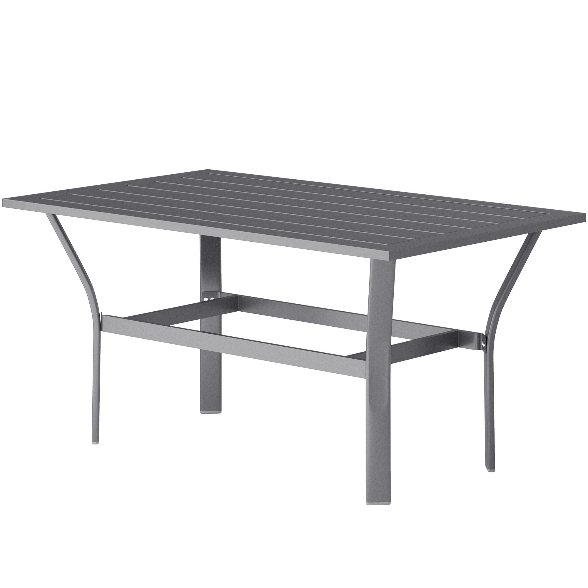 Outsunny Metal Outdoor Coffee Table, Rectangle Weather Resistant Outdoor Side Table with Slatted Tabletop for Garden, Balcony, Deck, Backyard, Dark Grey