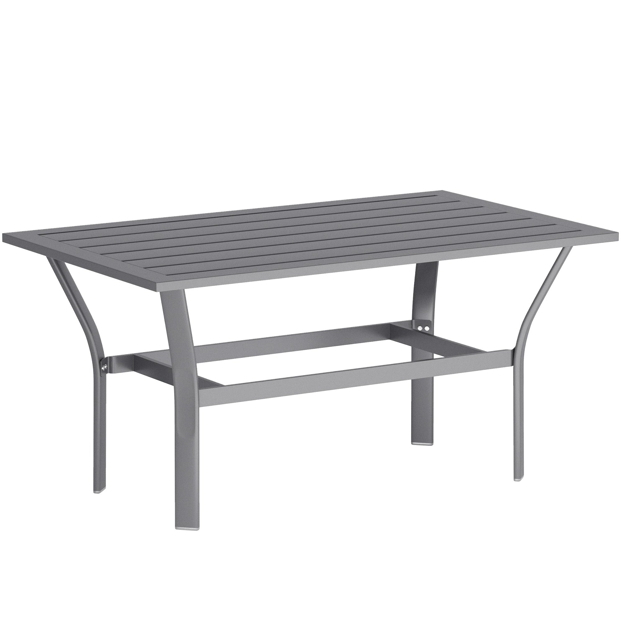 Outsunny Metal Outdoor Coffee Table, Rectangle Weather Resistant Outdoor Side Table with Slatted Tabletop for Garden, Balcony, Deck, Backyard, Dark Grey