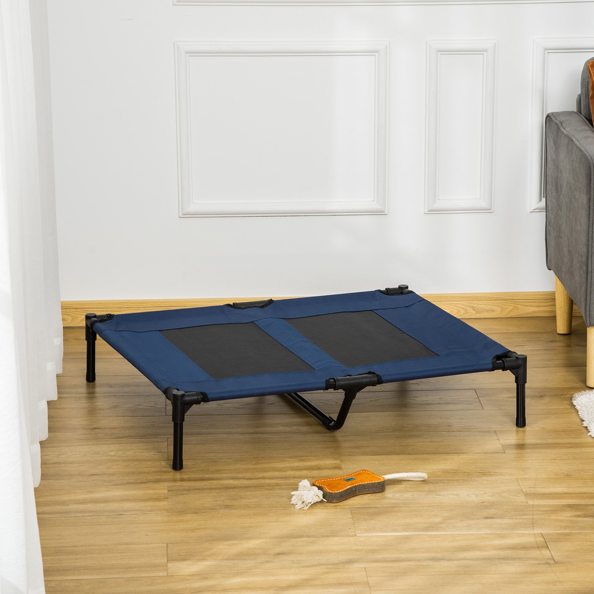 PawHut Elevated Dog Bed, Raised Dog Cot for XL Sized Dogs, Indoor & Outdoor, 36" x 30" x 7", Blue