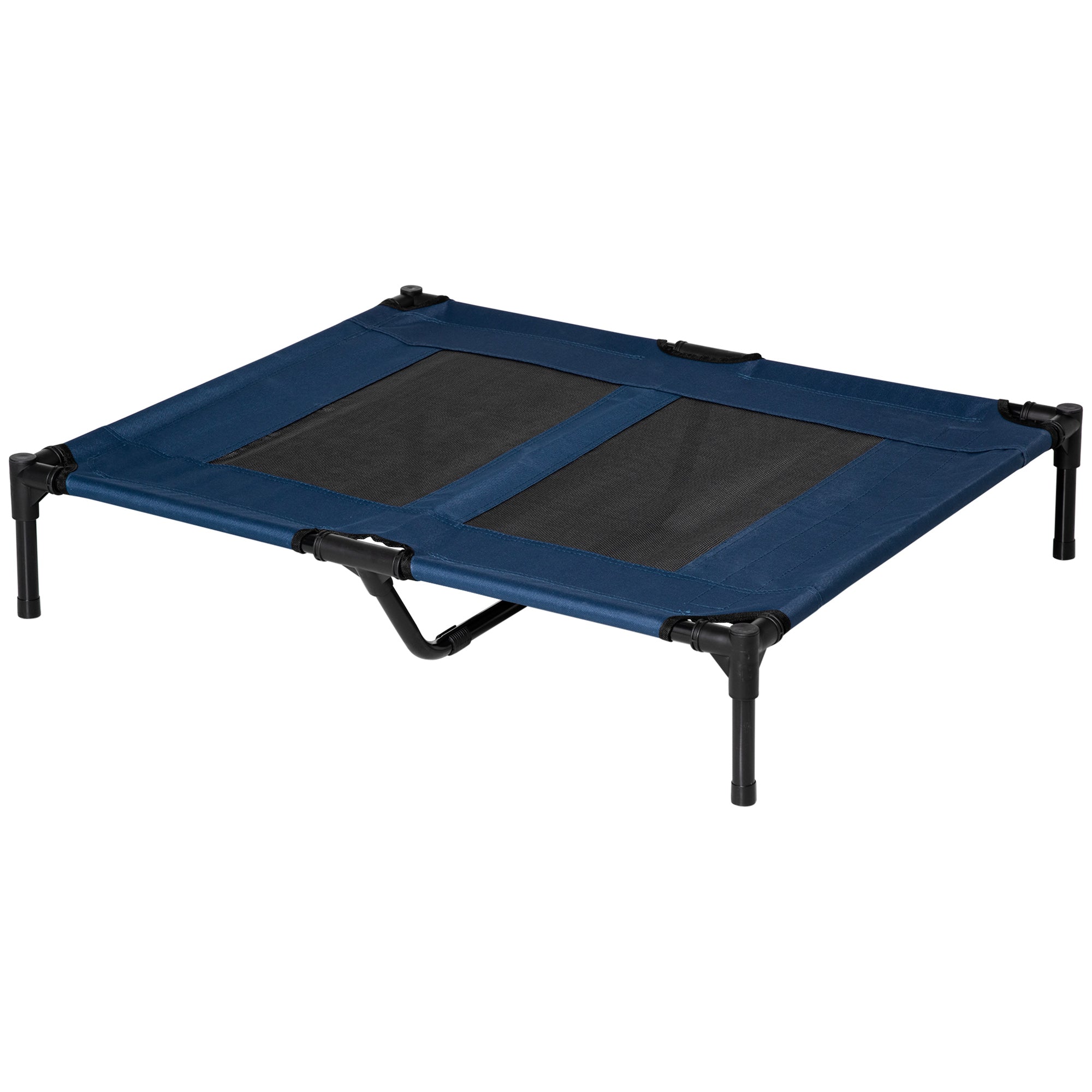 PawHut Raised Dog Bed Cat Elevated Lifted Puppy Pet Elevated Cot Portable Camping Basket – Blue (Large)